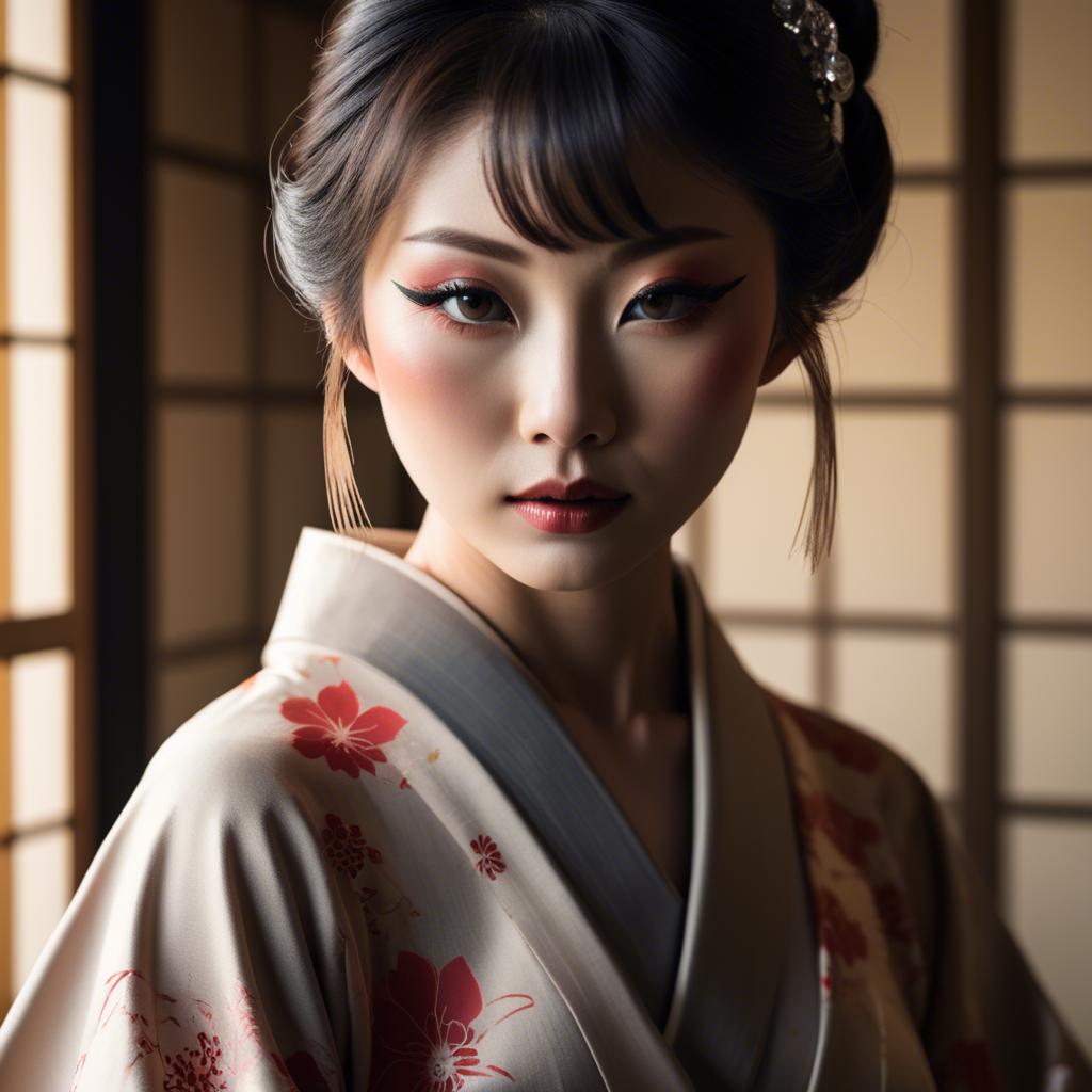 A stunning image of japanese glamour in soft shadows.