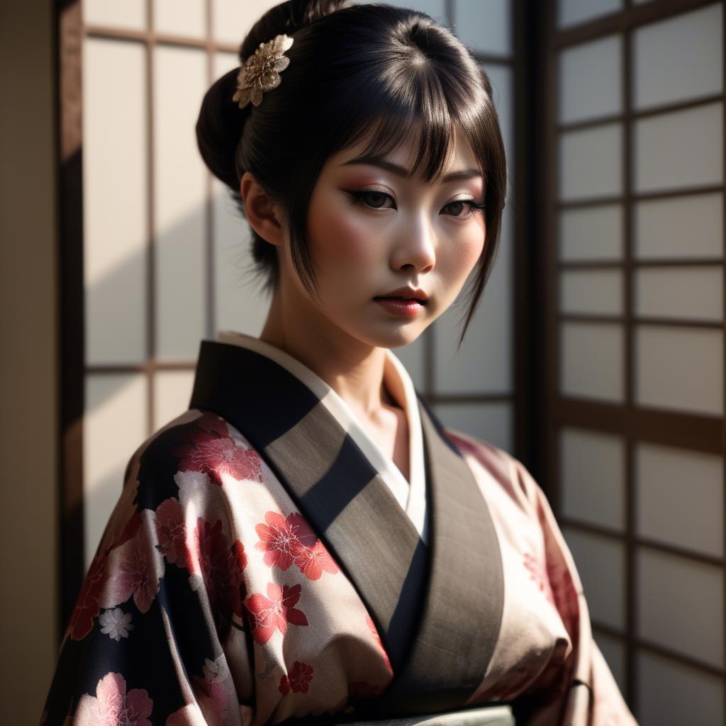 A stunning image of japanese glamour in soft shadows.