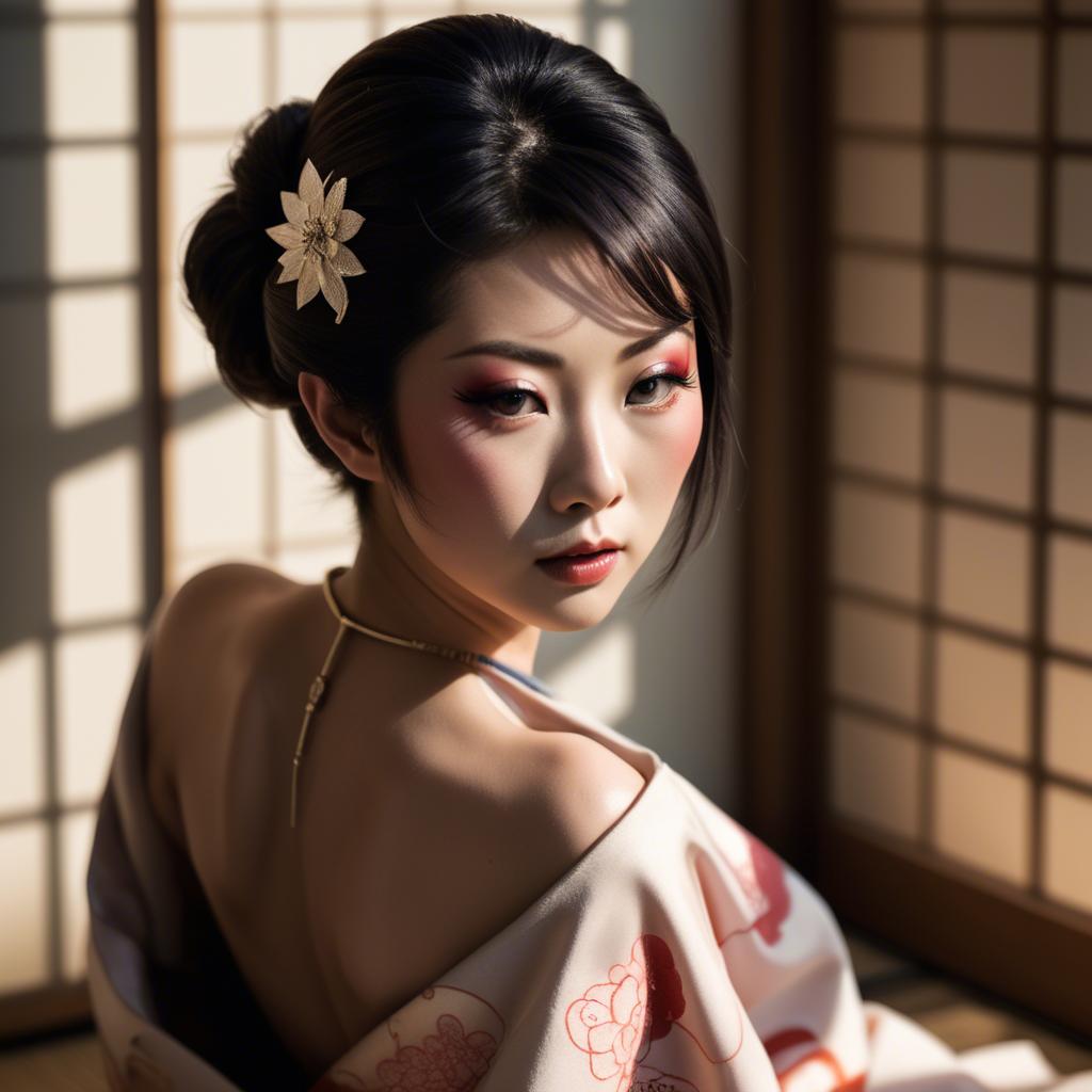A stunning image of japanese glamour in soft shadows.