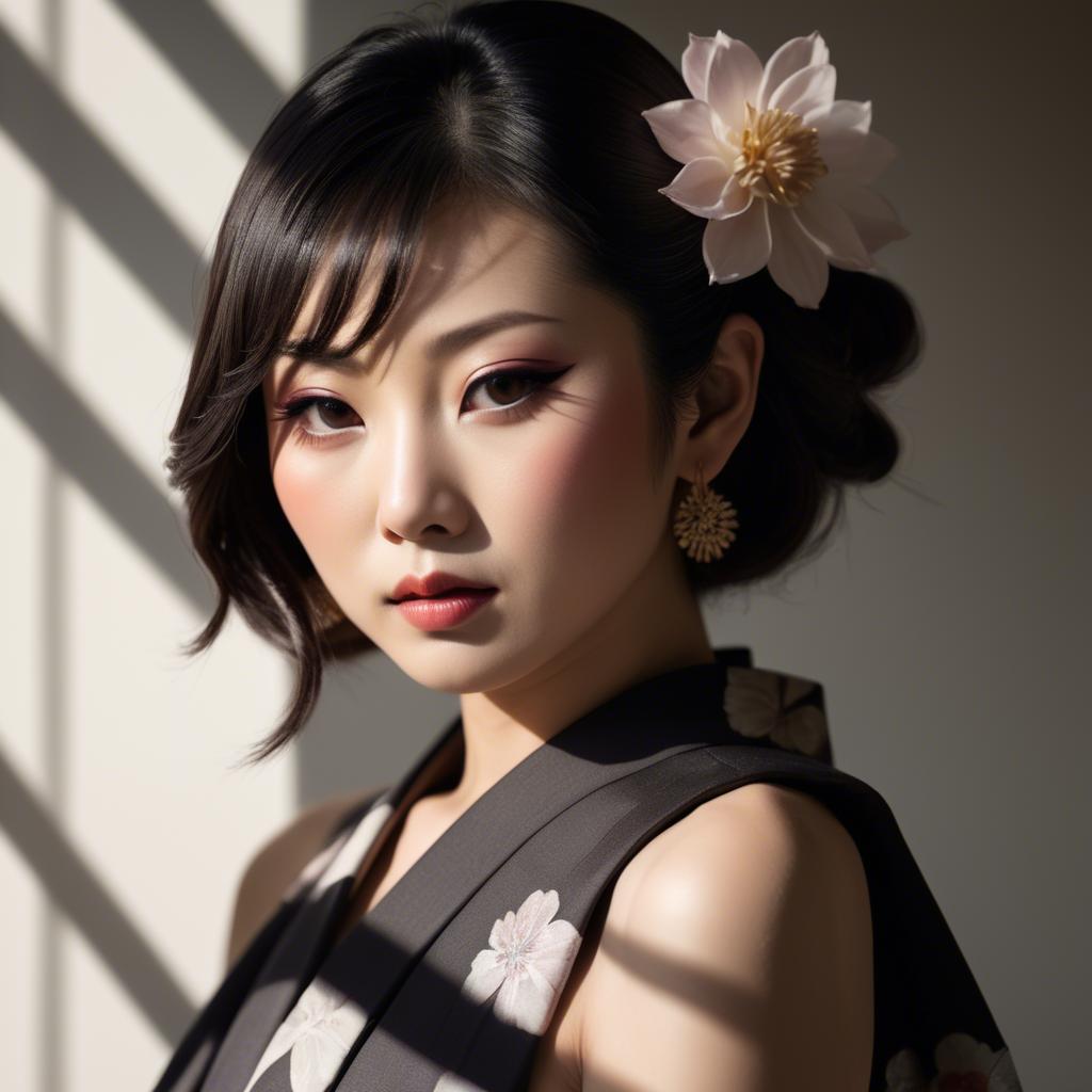 A stunning image of japanese glamour in soft shadows.