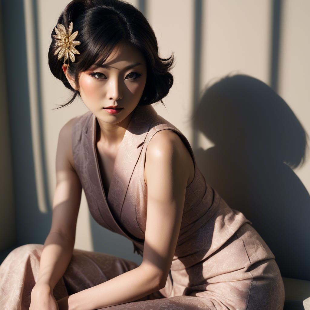 A stunning image of japanese glamour in soft shadows.