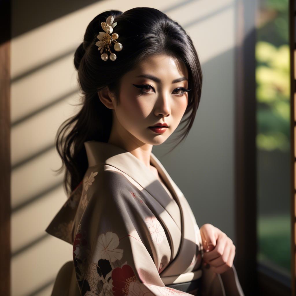 A stunning image of japanese glamour in soft shadows.