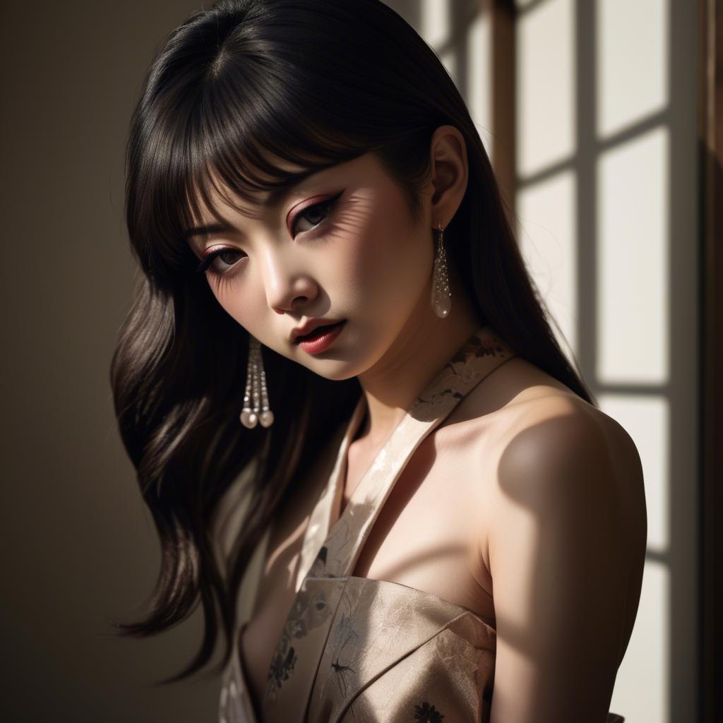 A stunning image of japanese glamour in soft shadows.
