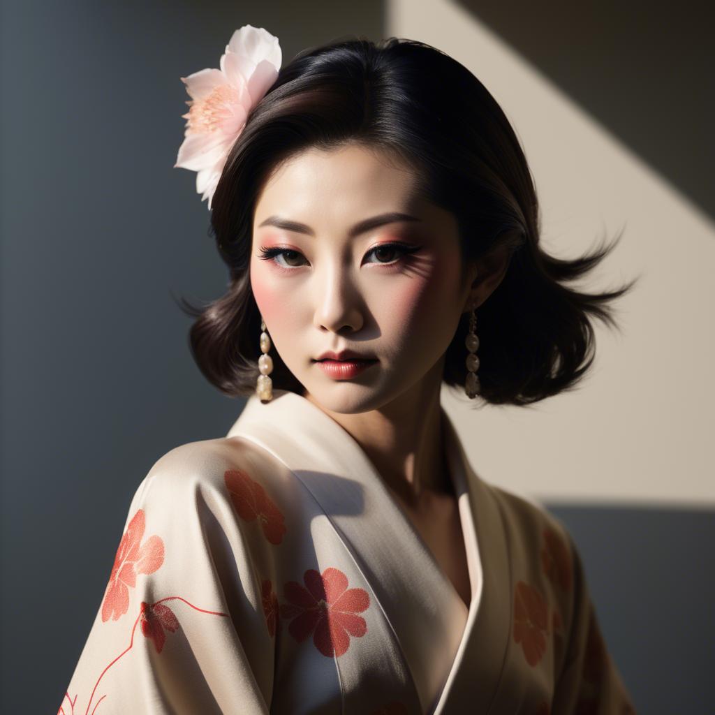 A stunning image of japanese glamour in soft shadows.