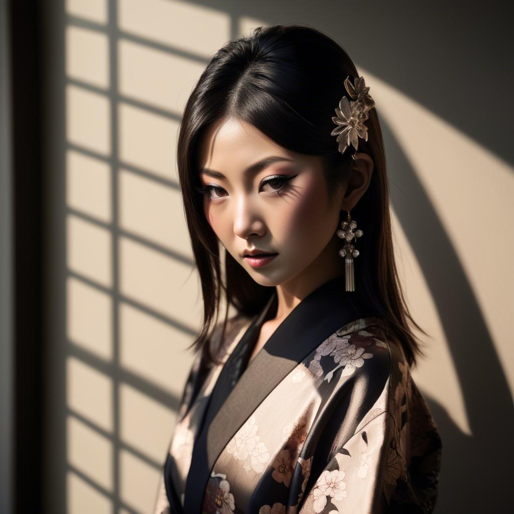 A stunning image of japanese glamour in soft shadows.