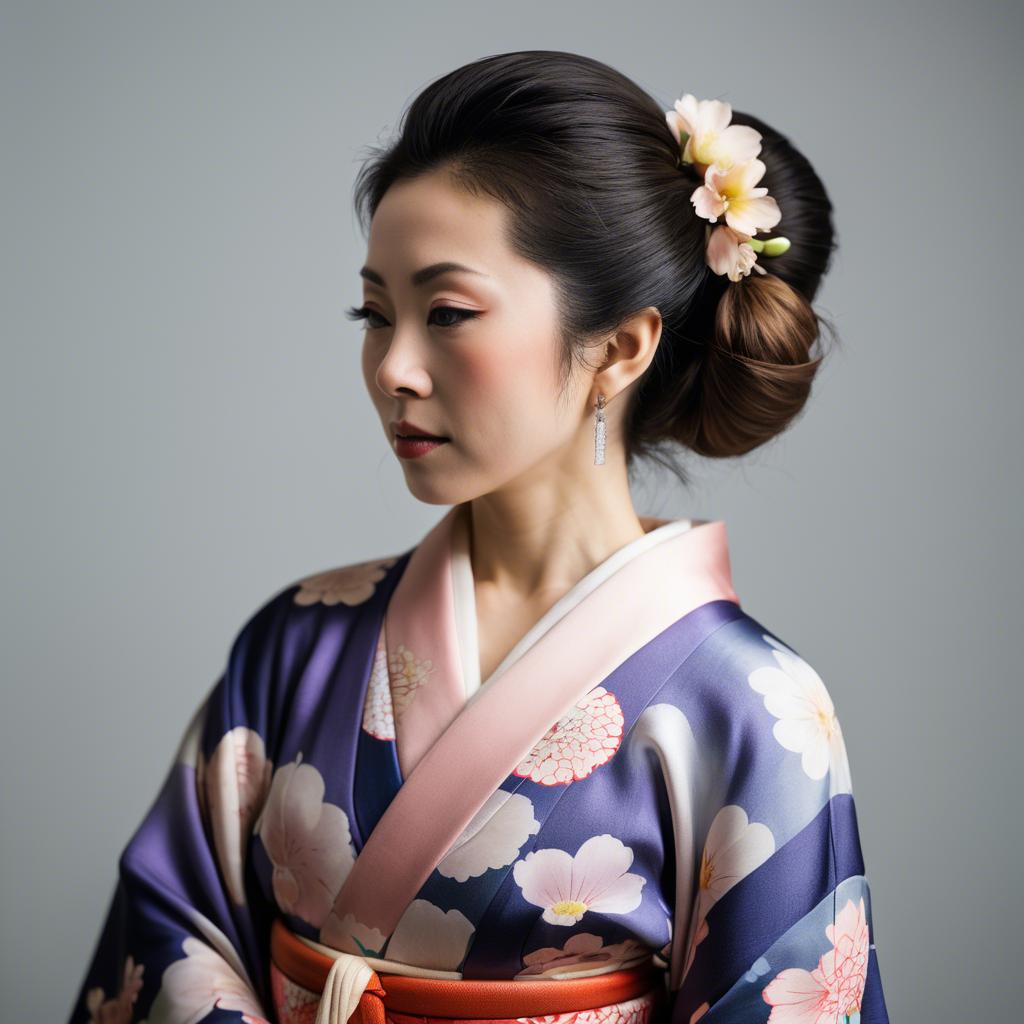 A stunning image of japanese woman in a silk kimono.