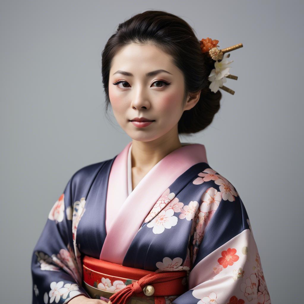 A stunning image of japanese woman in a silk kimono.
