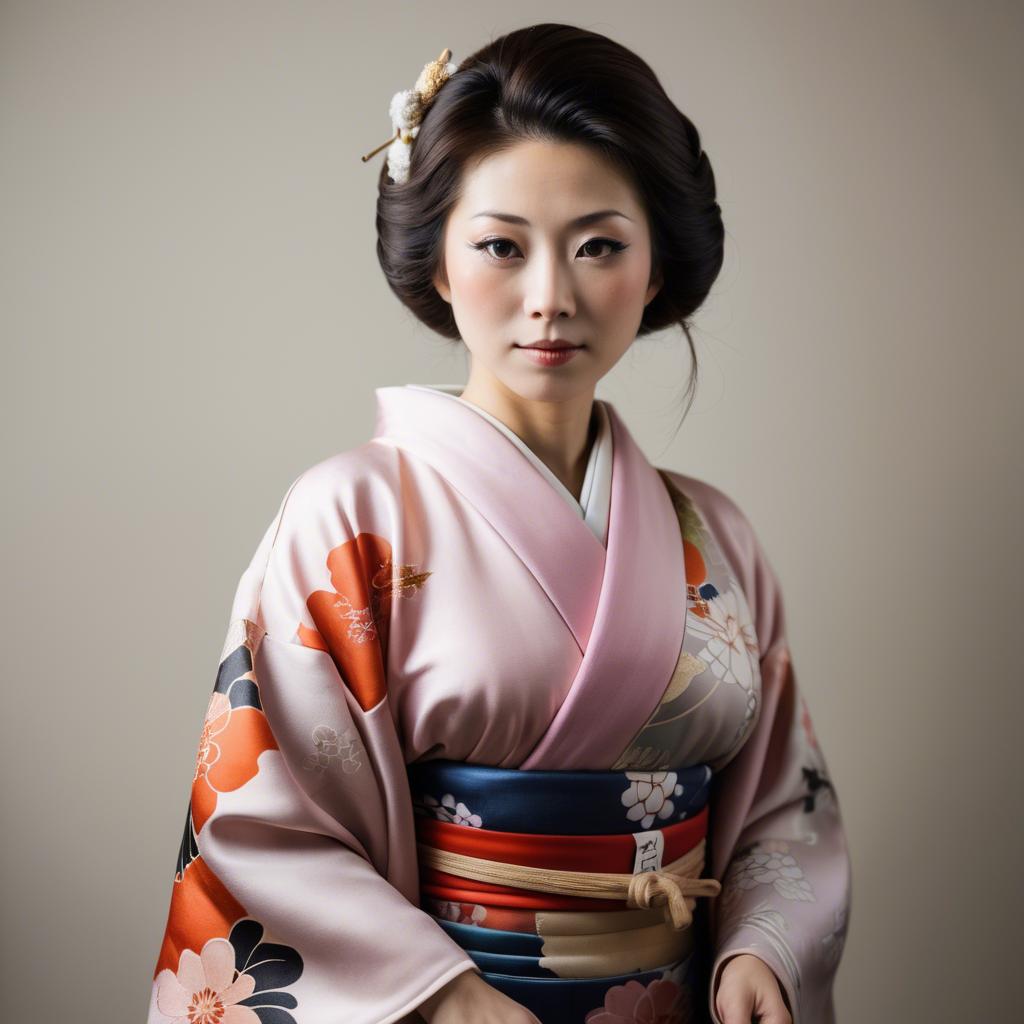 A stunning image of japanese woman in a silk kimono.