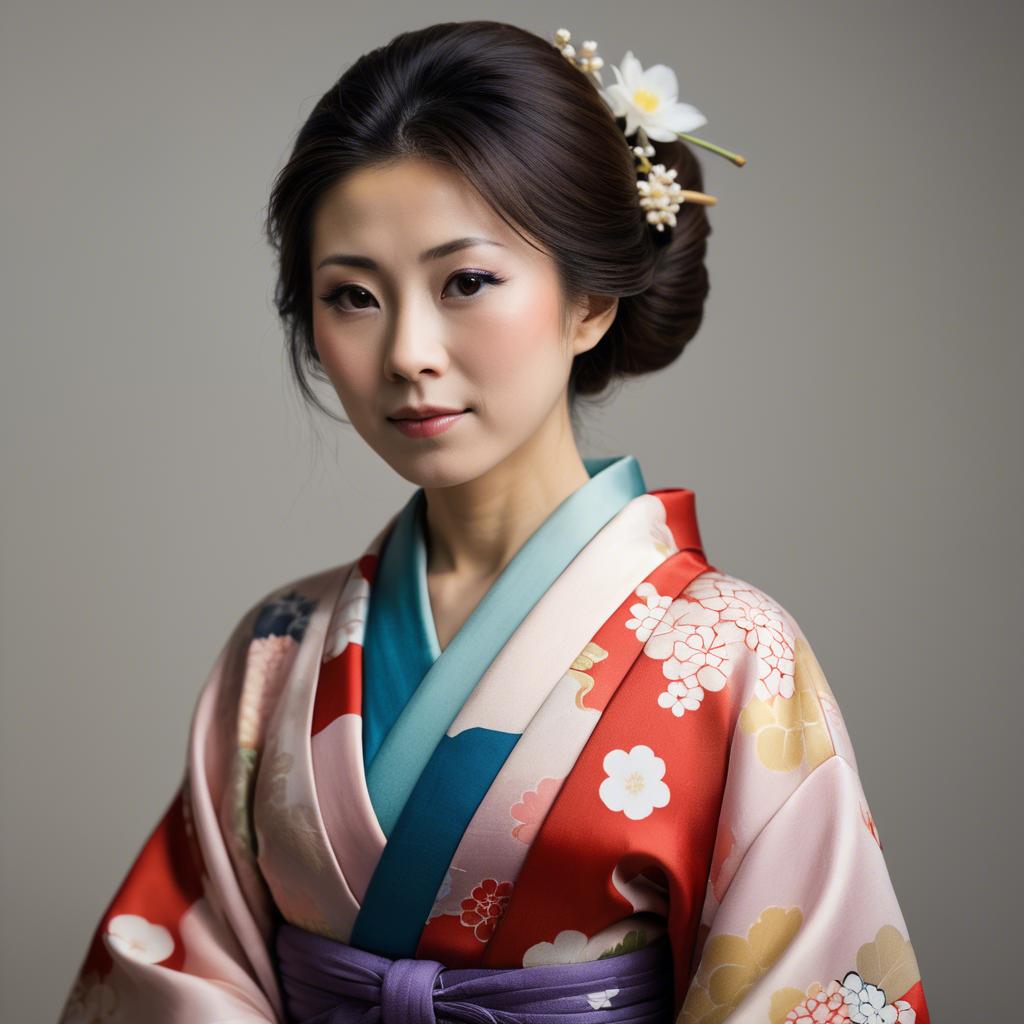 A stunning image of japanese woman in a silk kimono.
