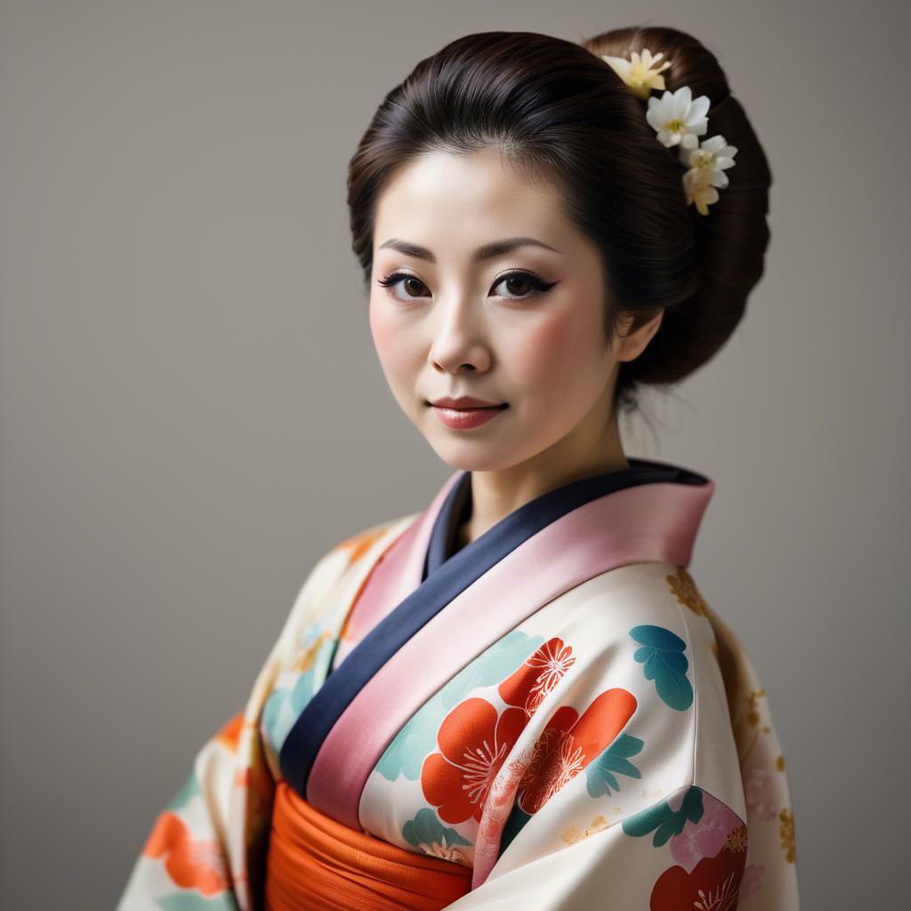 A stunning image of japanese woman in a silk kimono.