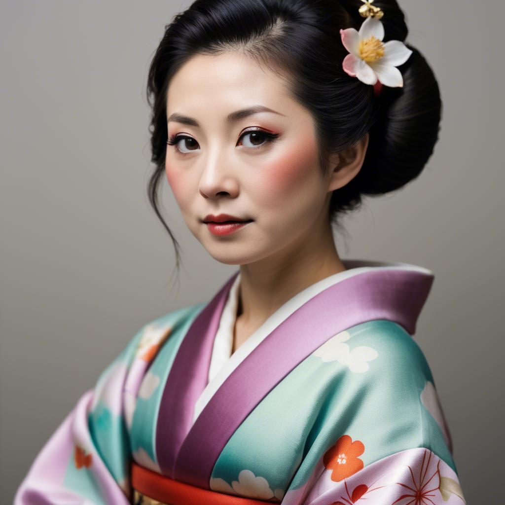A stunning image of japanese woman in a silk kimono.
