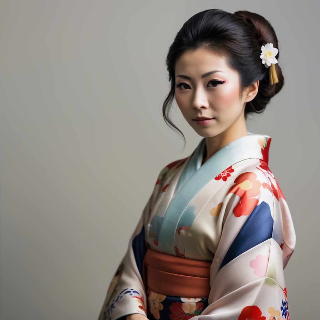 A stunning image of japanese woman in a silk kimono.