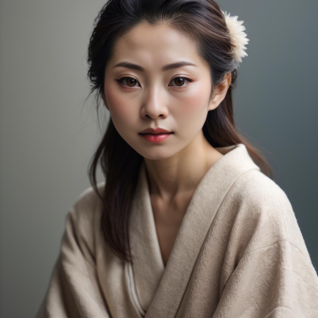 A stunning image of japanese woman in soft textures.