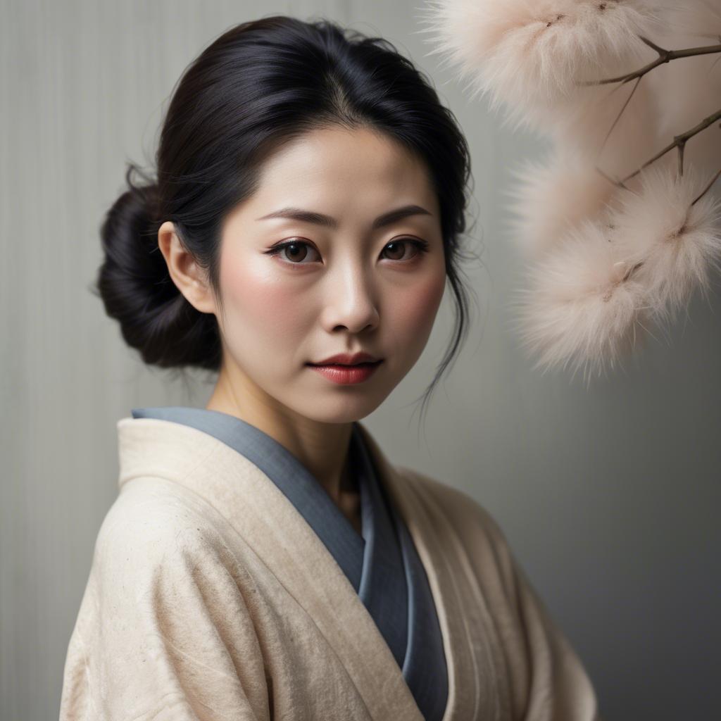 A stunning image of japanese woman in soft textures.