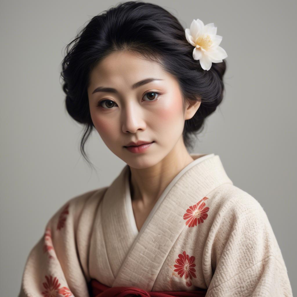 A stunning image of japanese woman in soft textures.