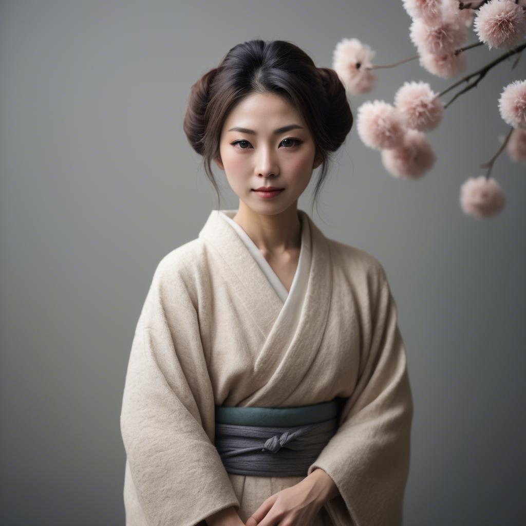 A stunning image of japanese woman in soft textures.