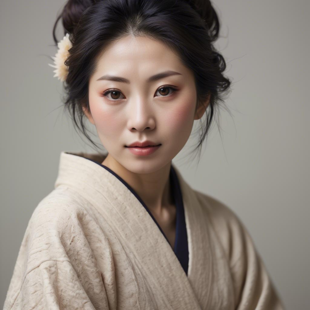 A stunning image of japanese woman in soft textures.