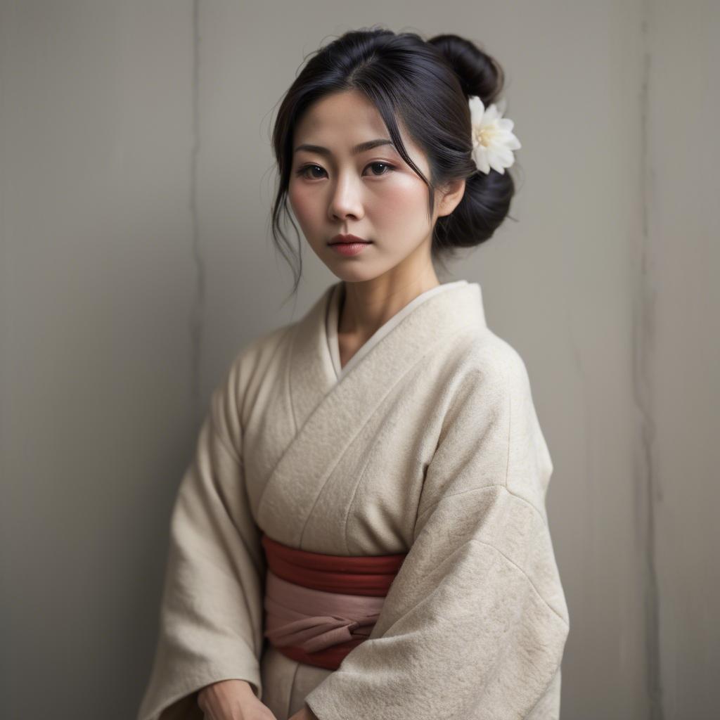 A stunning image of japanese woman in soft textures.