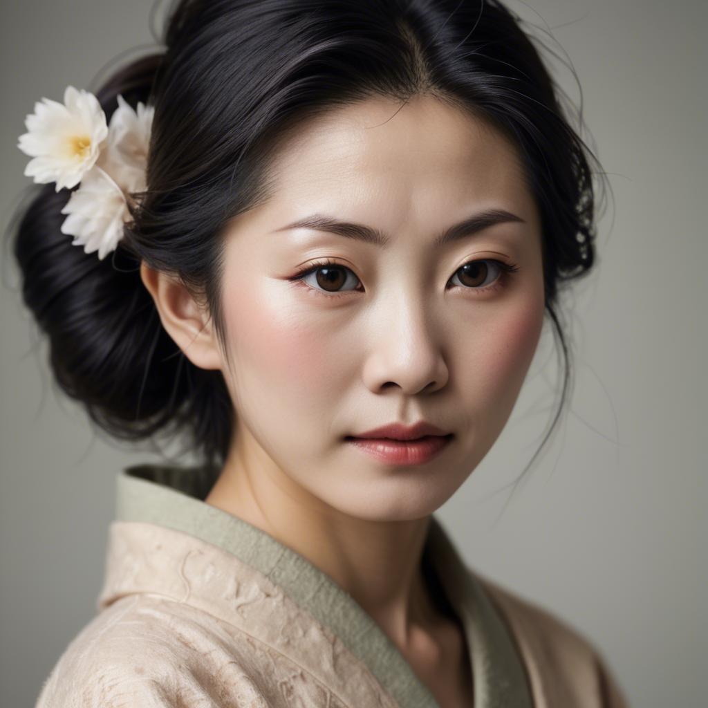 A stunning image of japanese woman in soft textures.