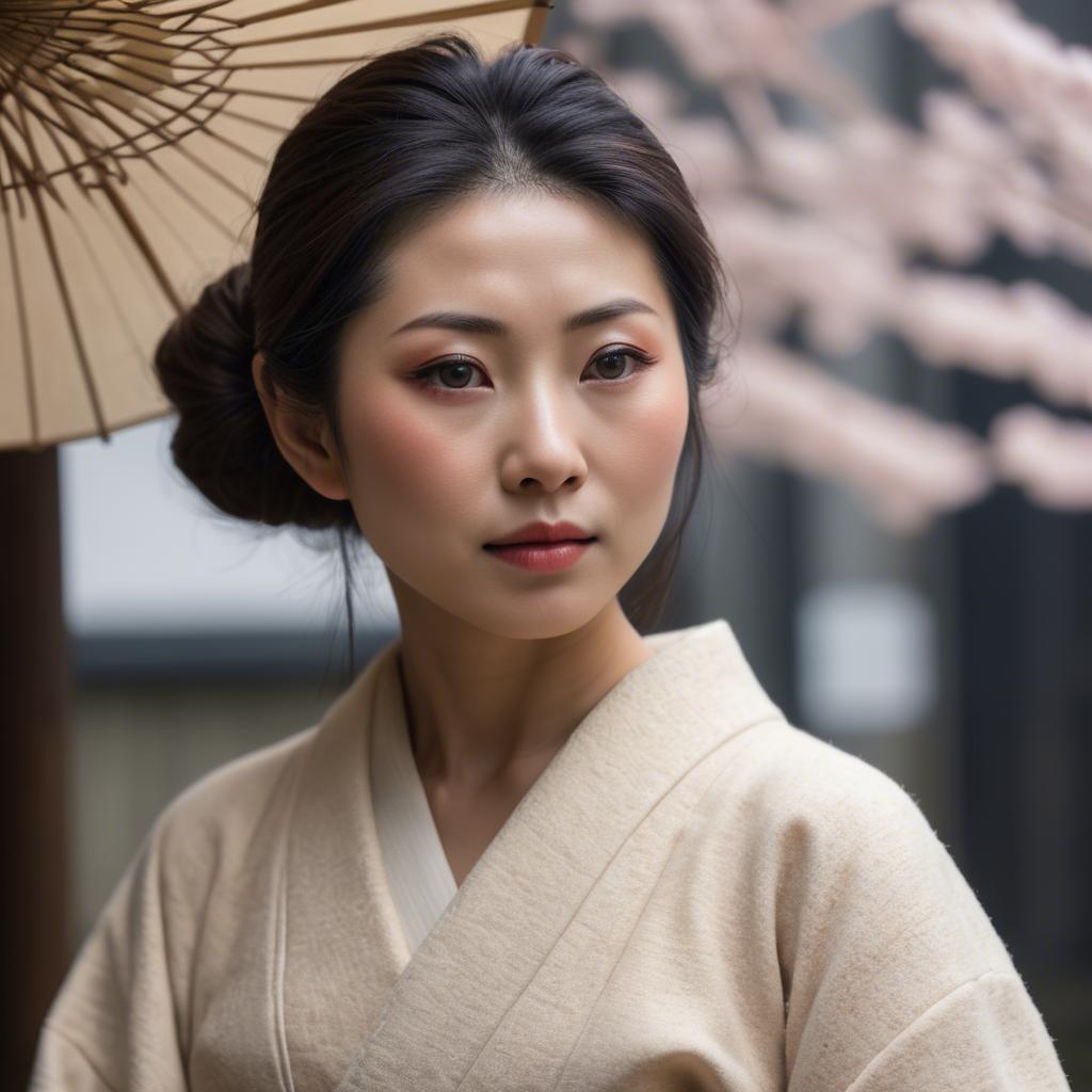 A stunning image of japanese woman in soft textures.