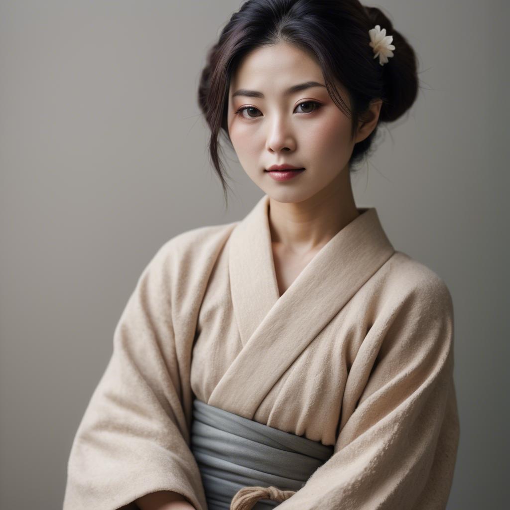 A stunning image of japanese woman in soft textures.