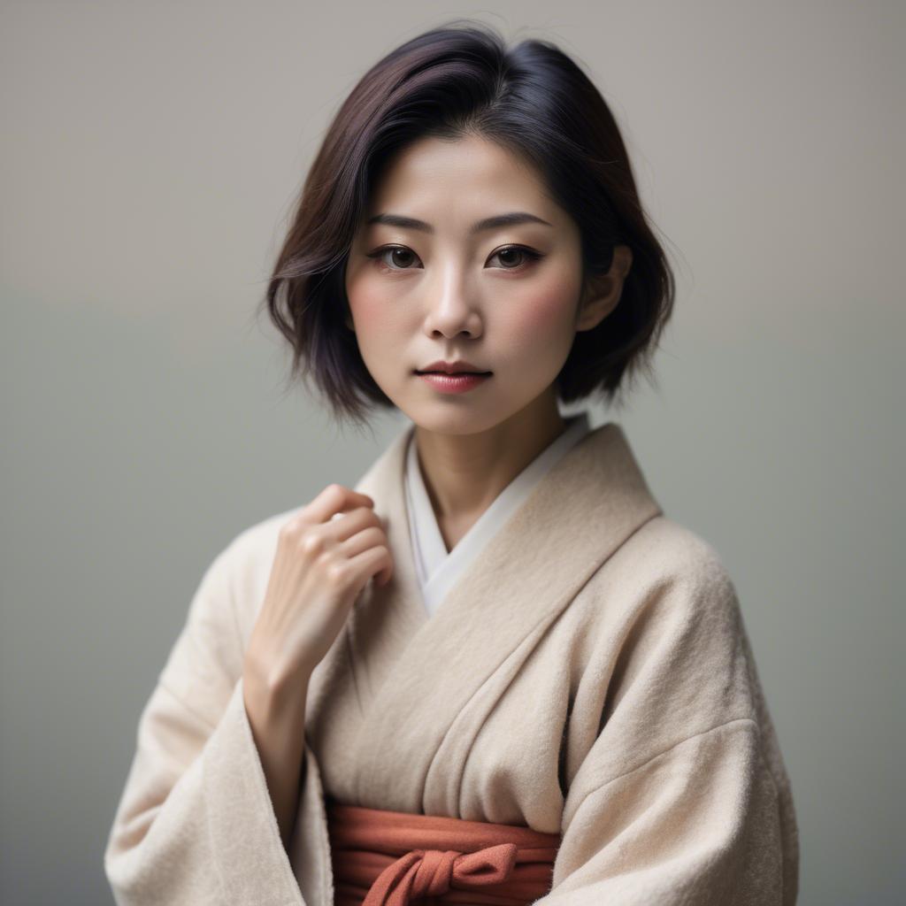 A stunning image of japanese woman in soft textures.