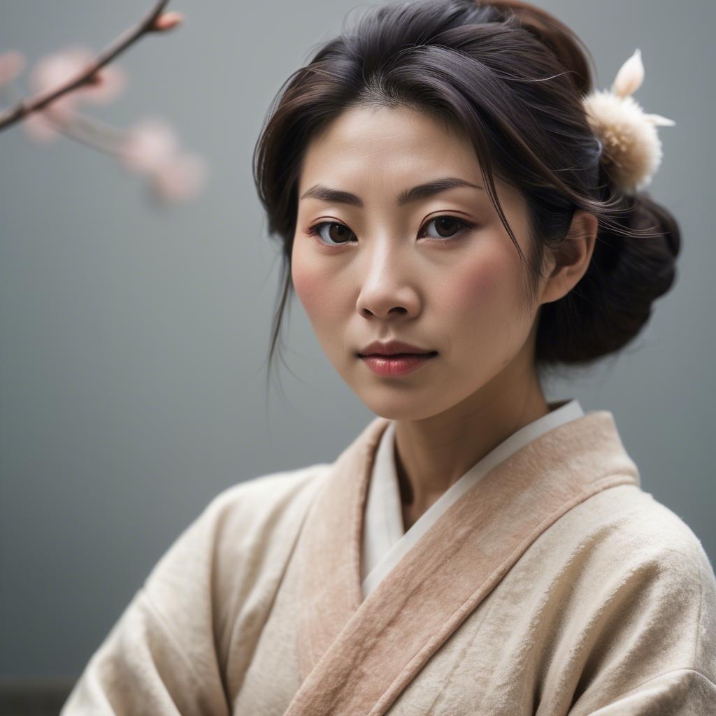 A stunning image of japanese woman in soft textures.