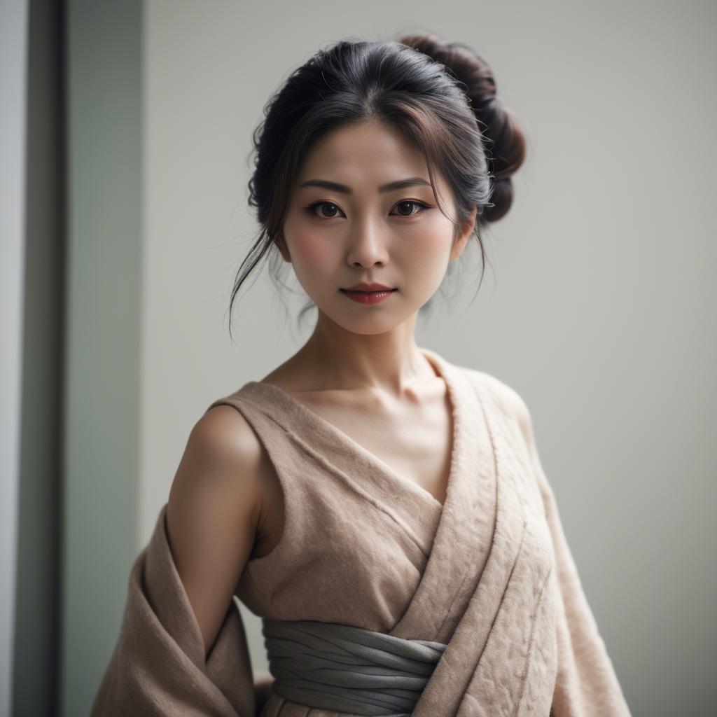 A stunning image of japanese woman in soft textures.