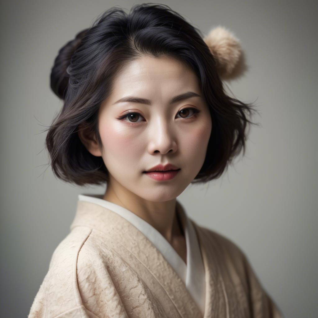 A stunning image of japanese woman in soft textures.