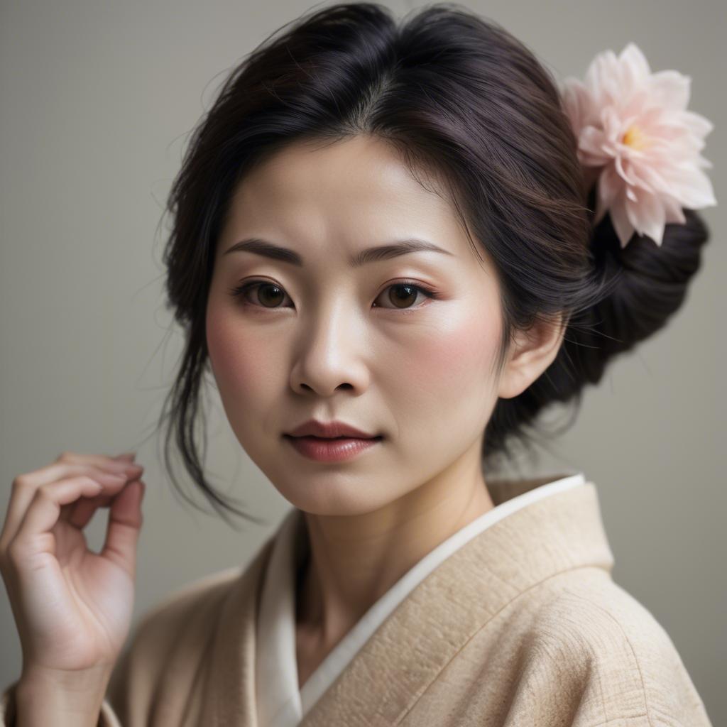 A stunning image of japanese woman in soft textures.