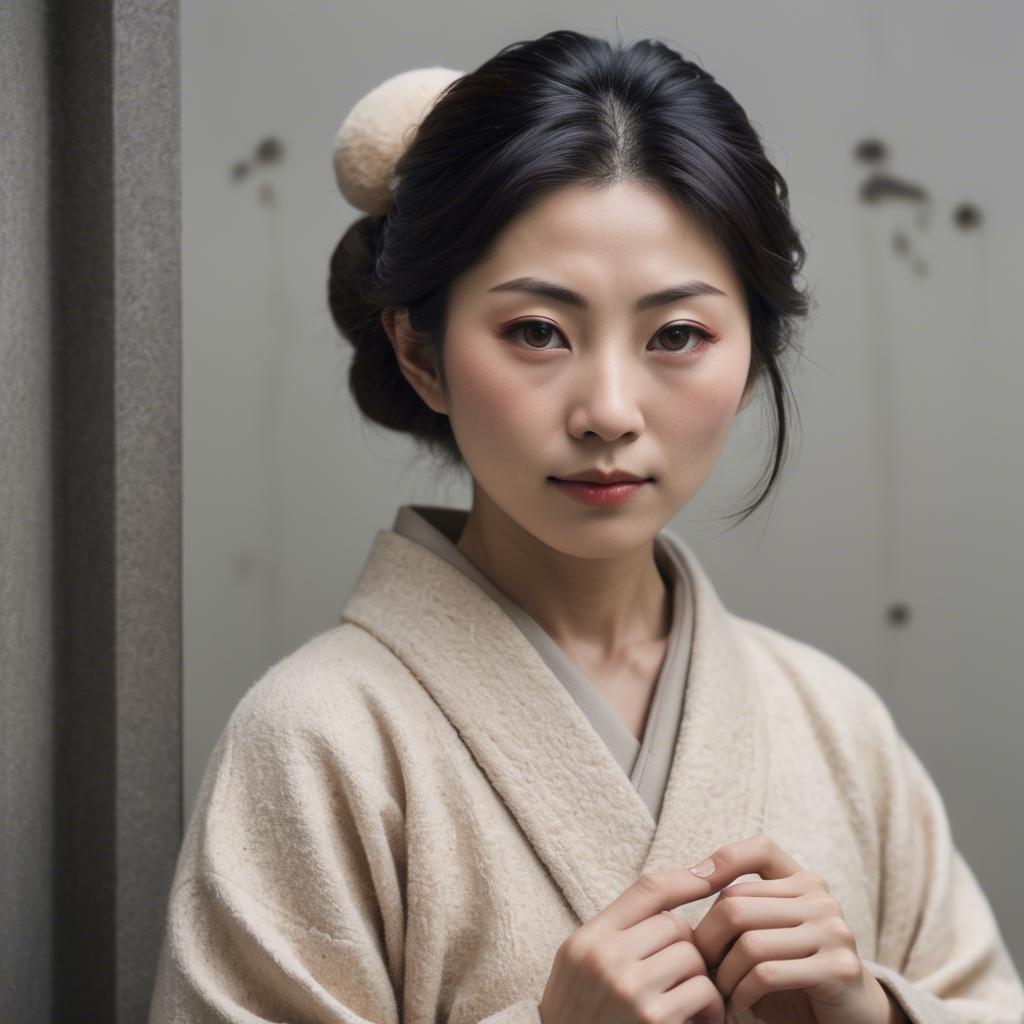 A stunning image of japanese woman in soft textures.