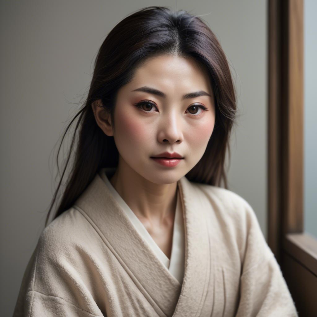 A stunning image of japanese woman in soft textures.