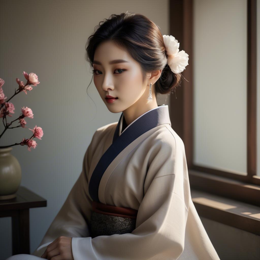 A stunning image of korean elegance in soft shadows.