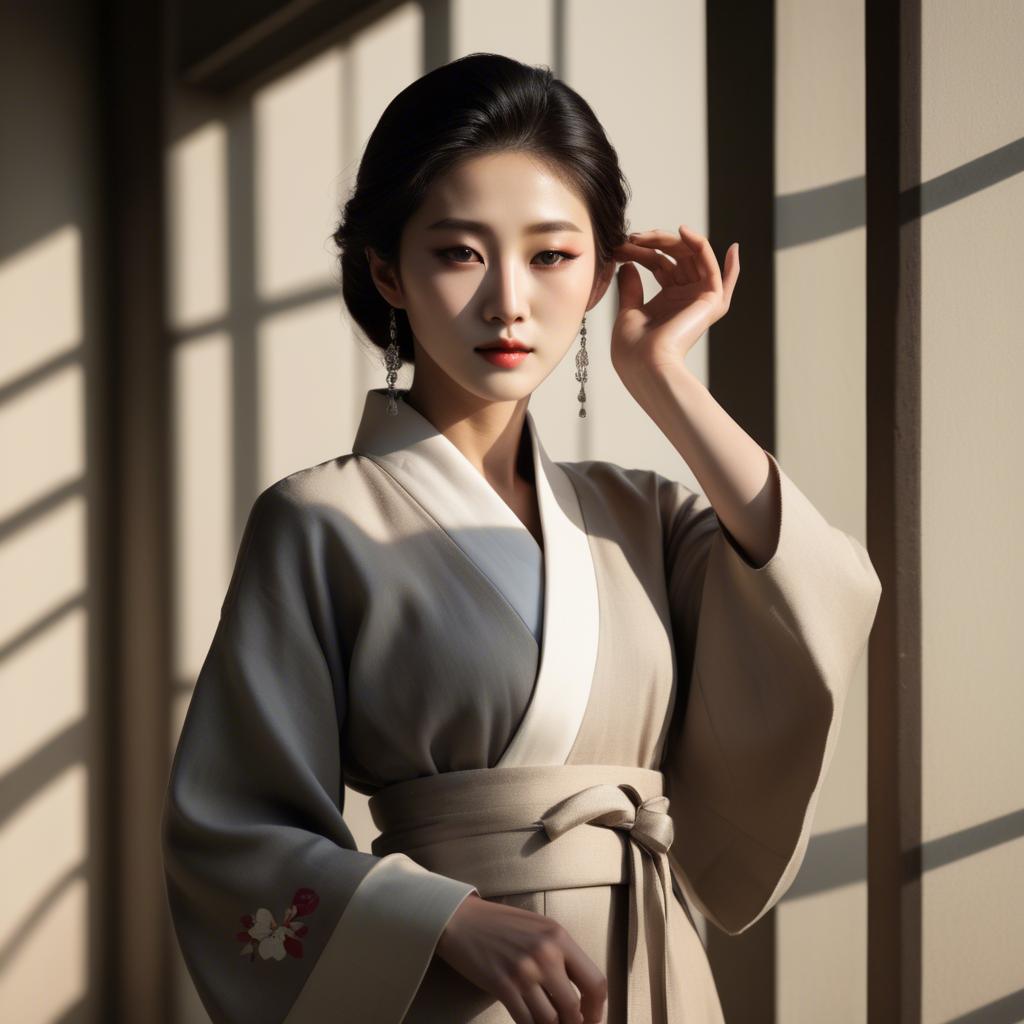 A stunning image of korean elegance in soft shadows.