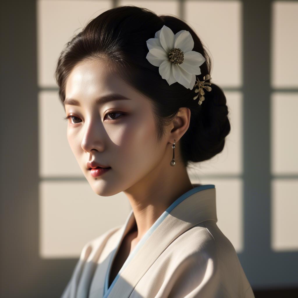 A stunning image of korean elegance in soft shadows.