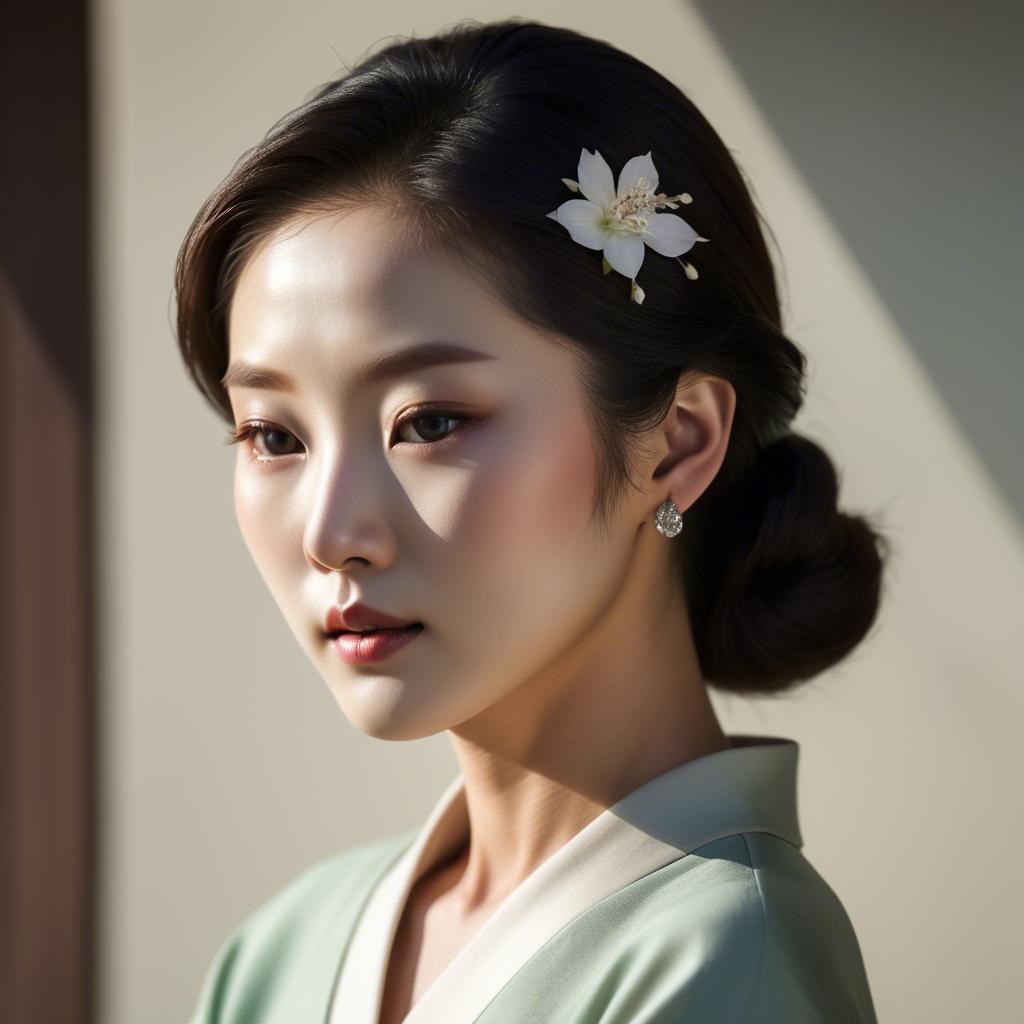 A stunning image of korean elegance in soft shadows.