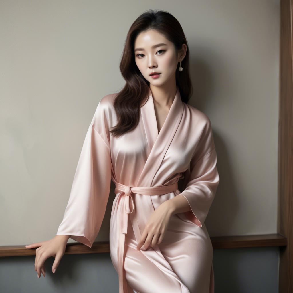 A stunning image of korean glamour in a delicate silk robe.