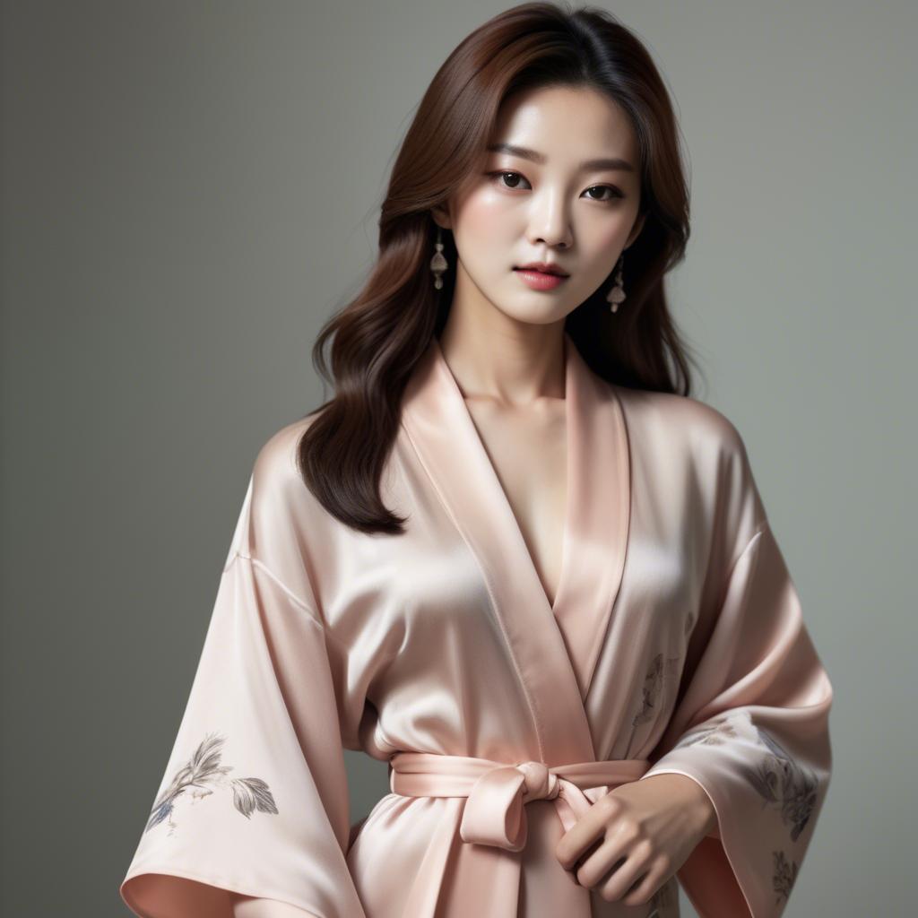 A stunning image of korean glamour in a delicate silk robe.