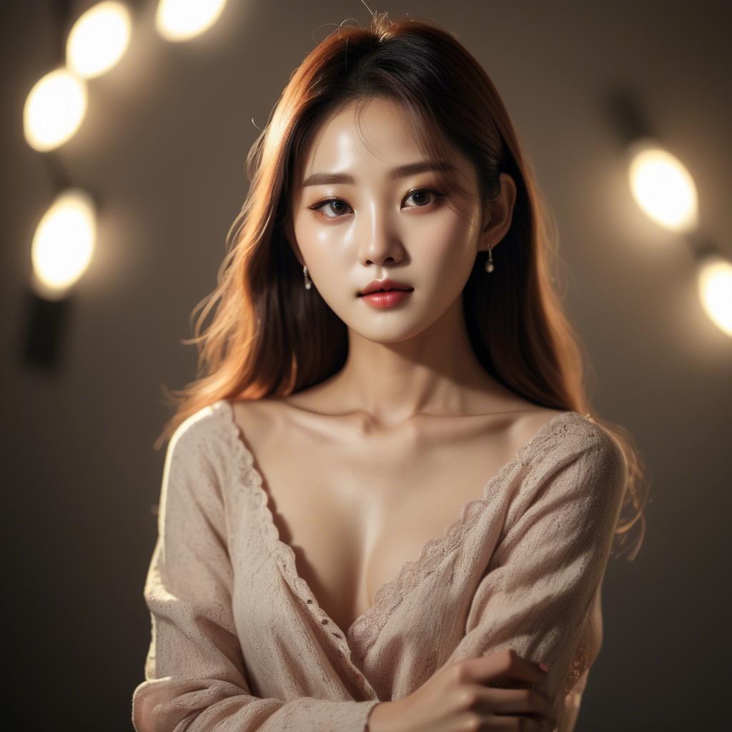 A stunning image of korean model in romantic lighting.