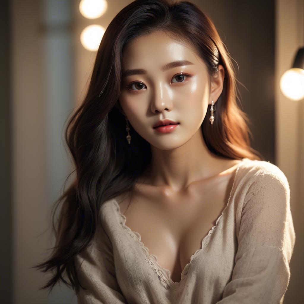 A stunning image of korean model in romantic lighting.