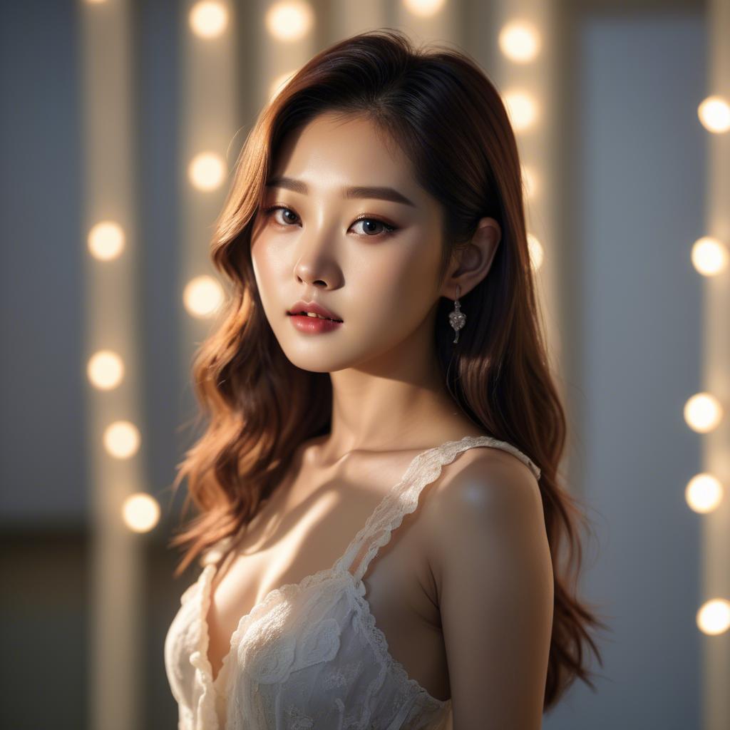 A stunning image of korean model in romantic lighting.