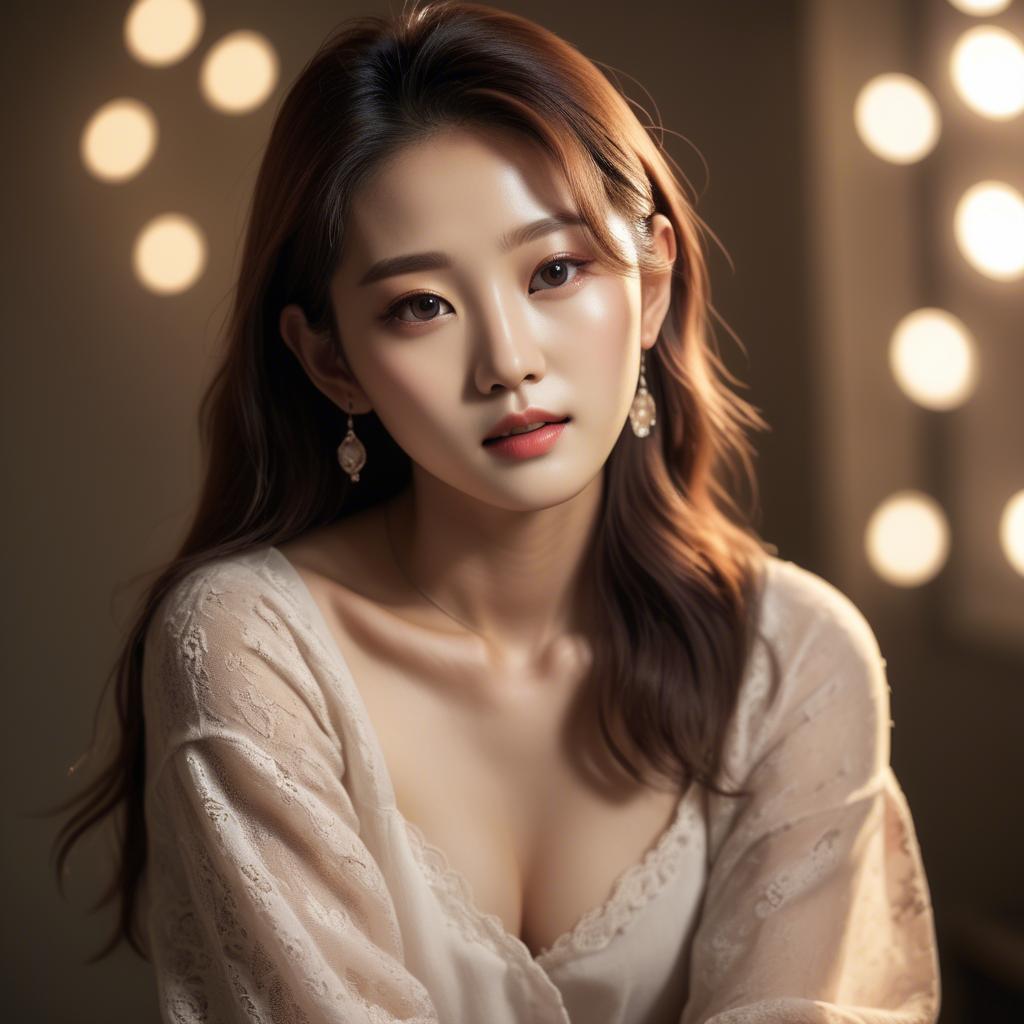 A stunning image of korean model in romantic lighting.