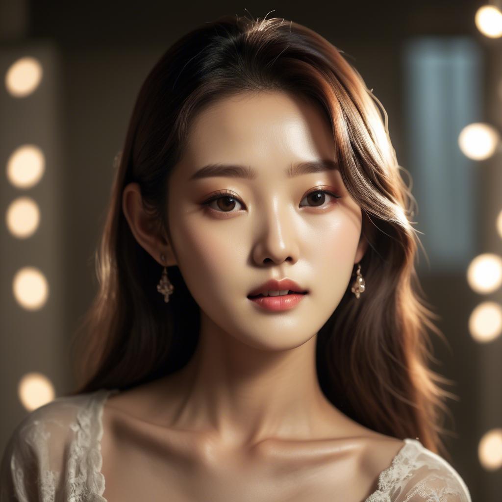 A stunning image of korean model in romantic lighting.