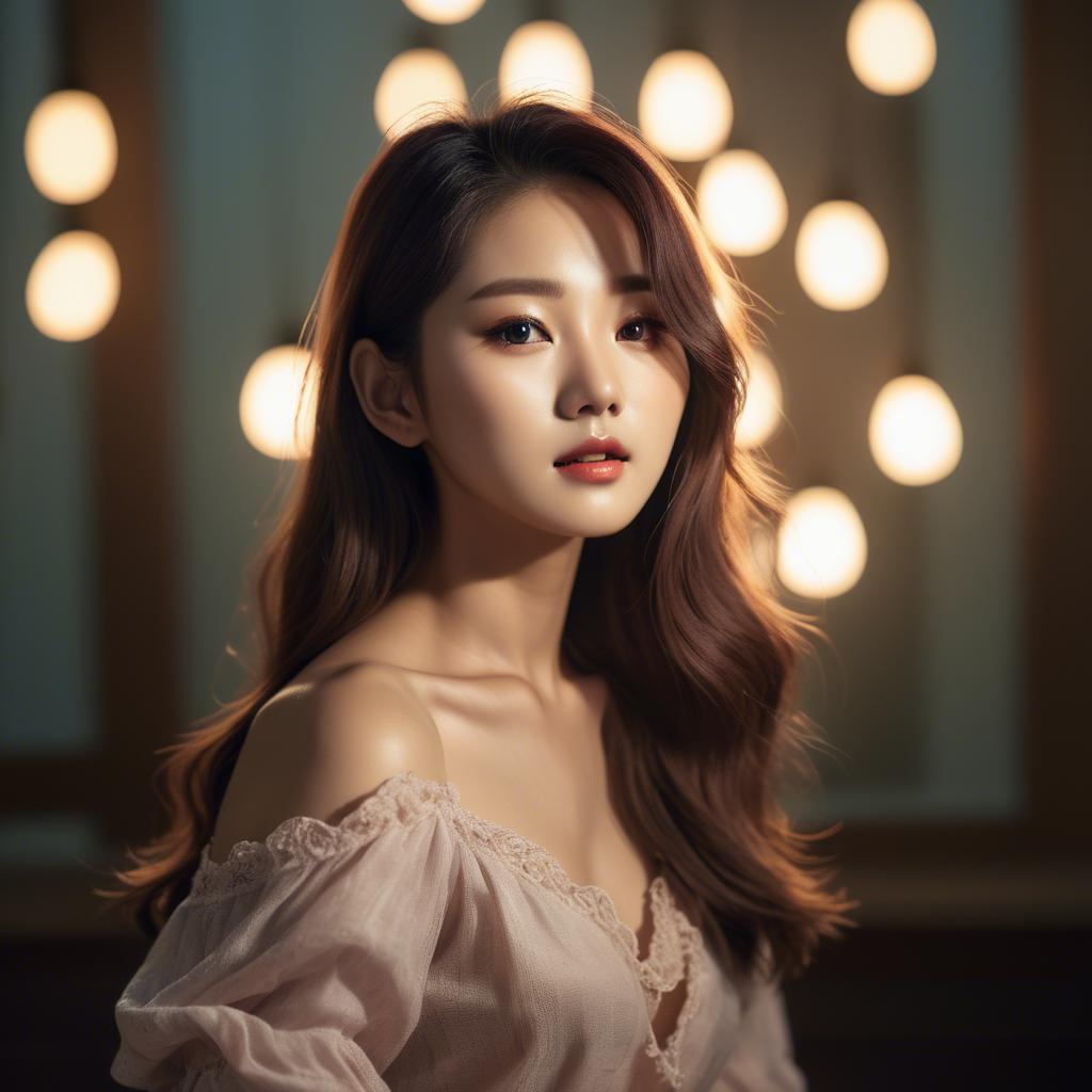 A stunning image of korean model in romantic lighting.