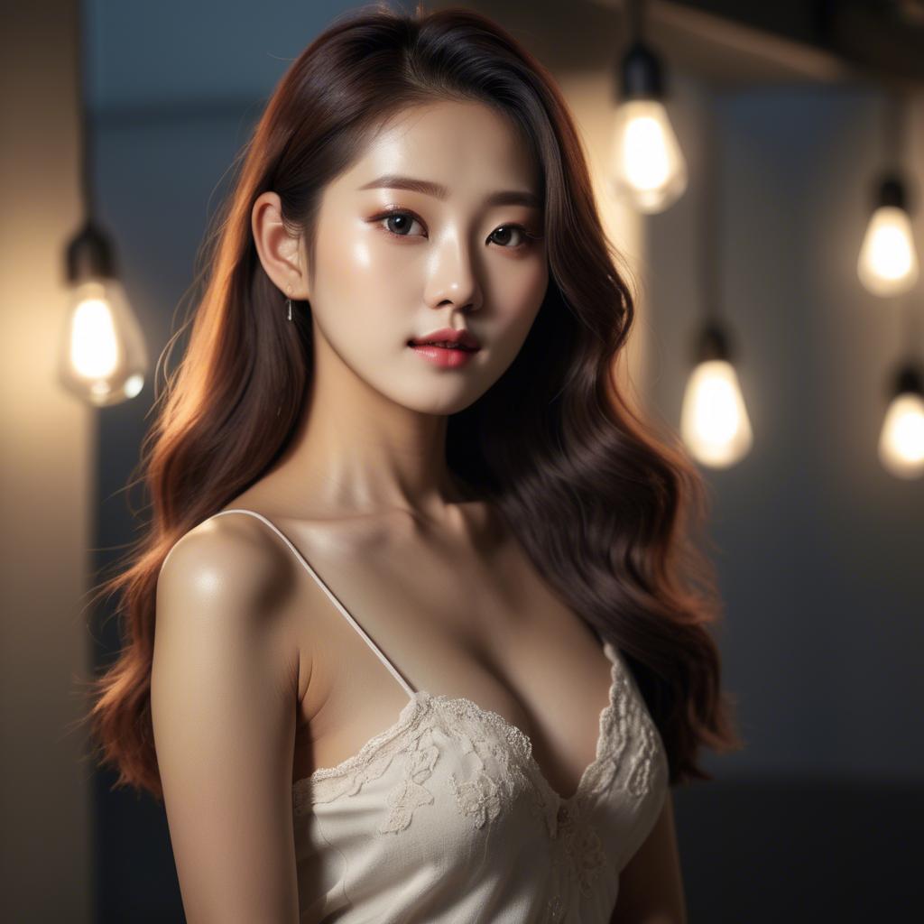A stunning image of korean model in romantic lighting.