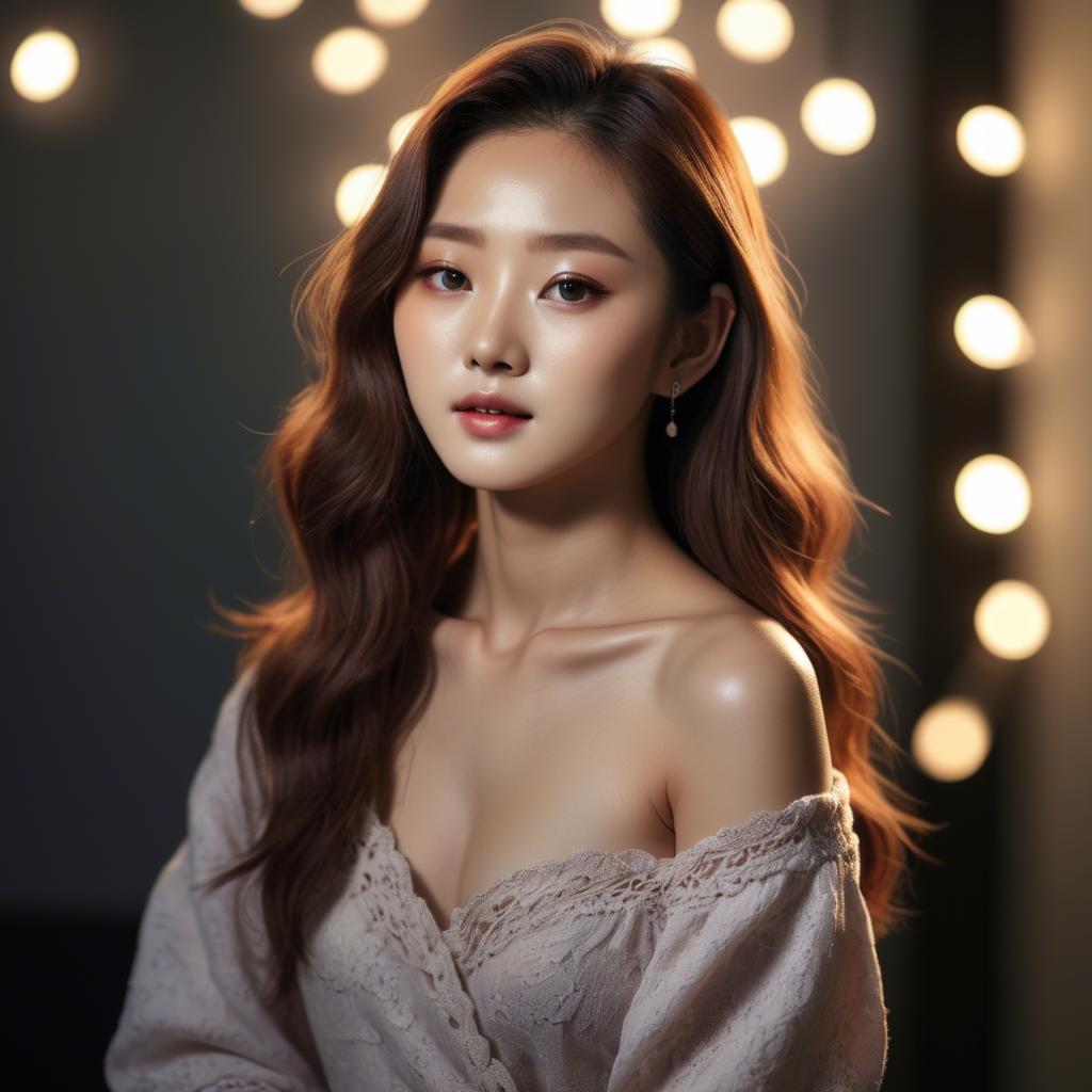A stunning image of korean model in romantic lighting.