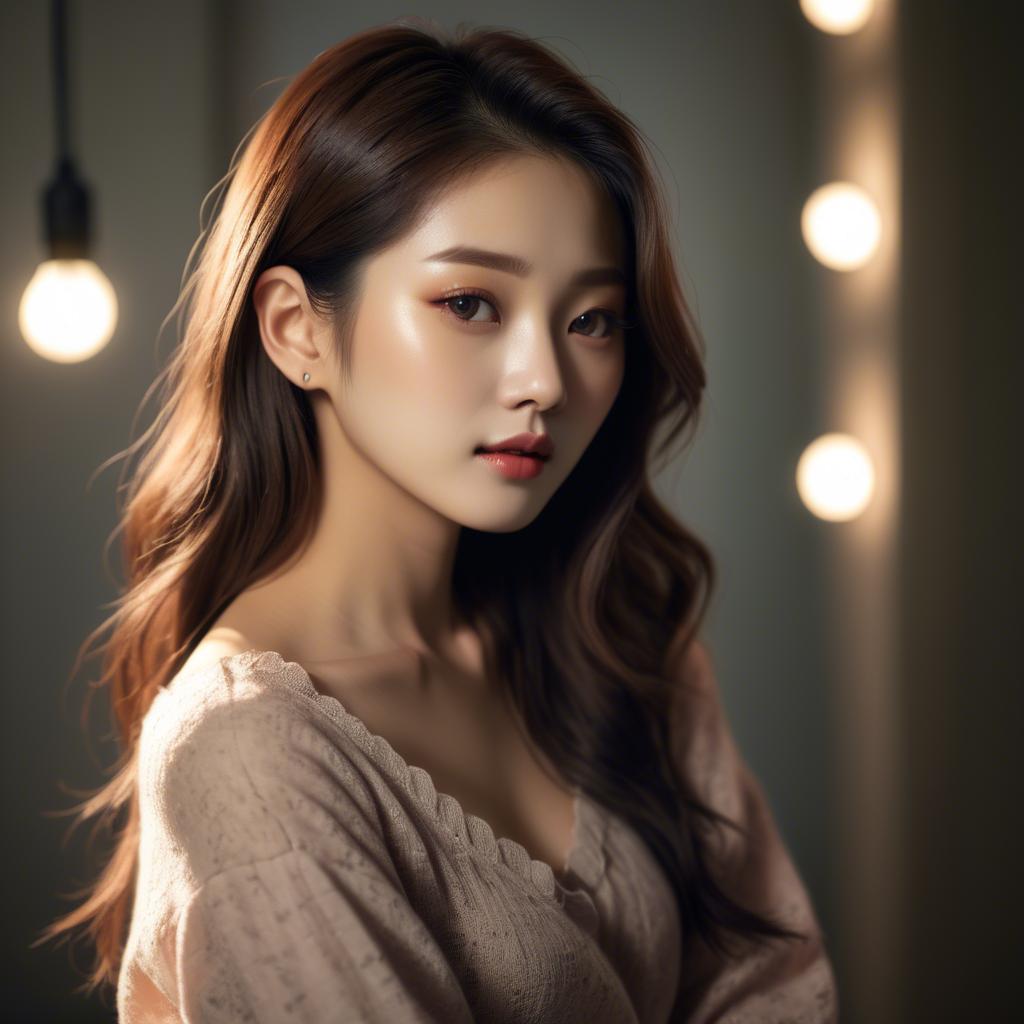 A stunning image of korean model in romantic lighting.