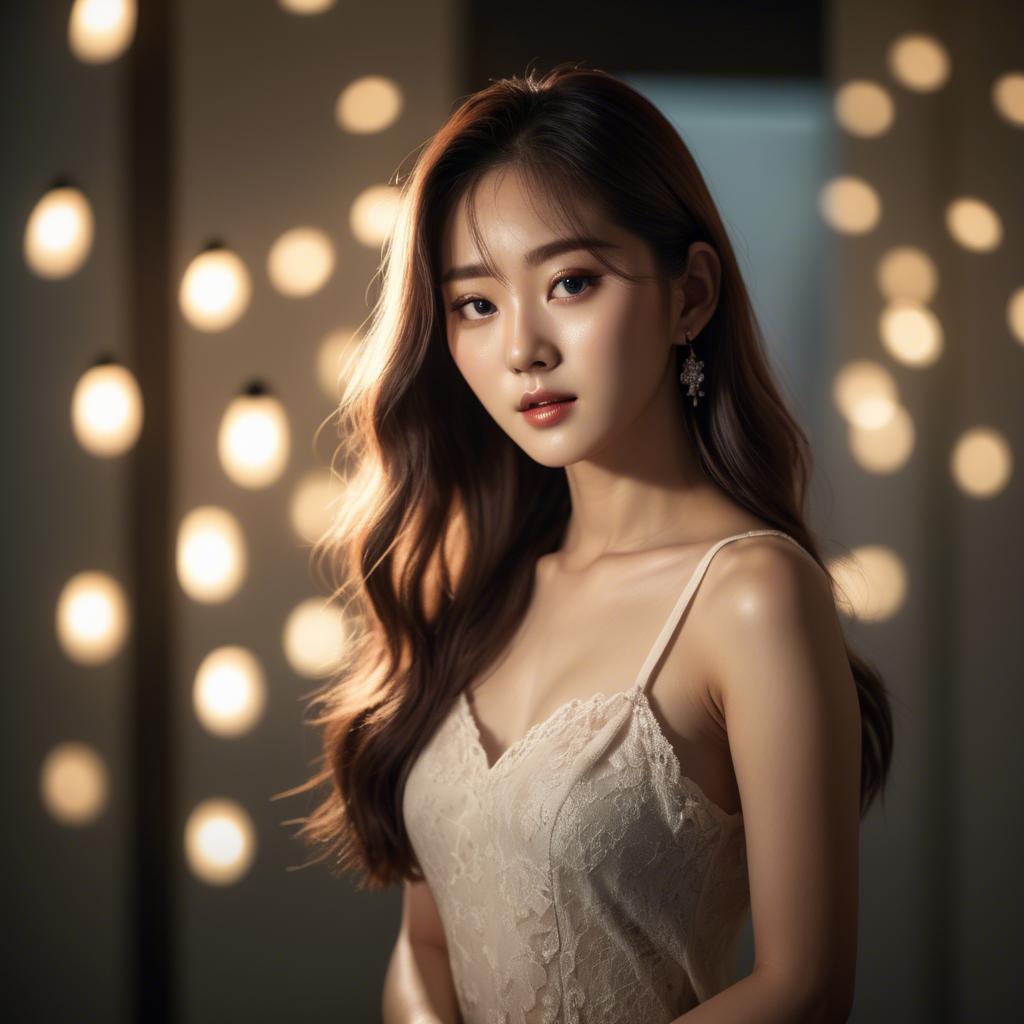 A stunning image of korean model in romantic lighting.