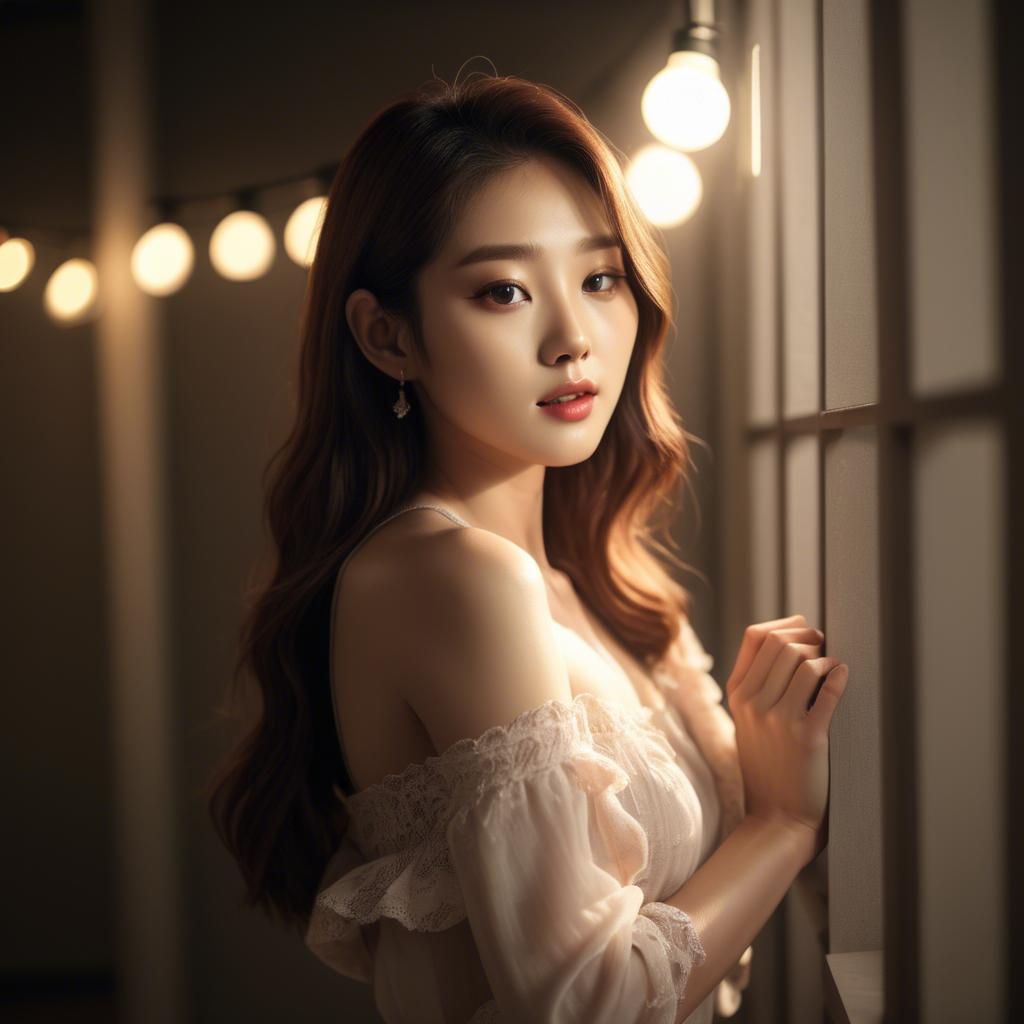 A stunning image of korean model in romantic lighting.