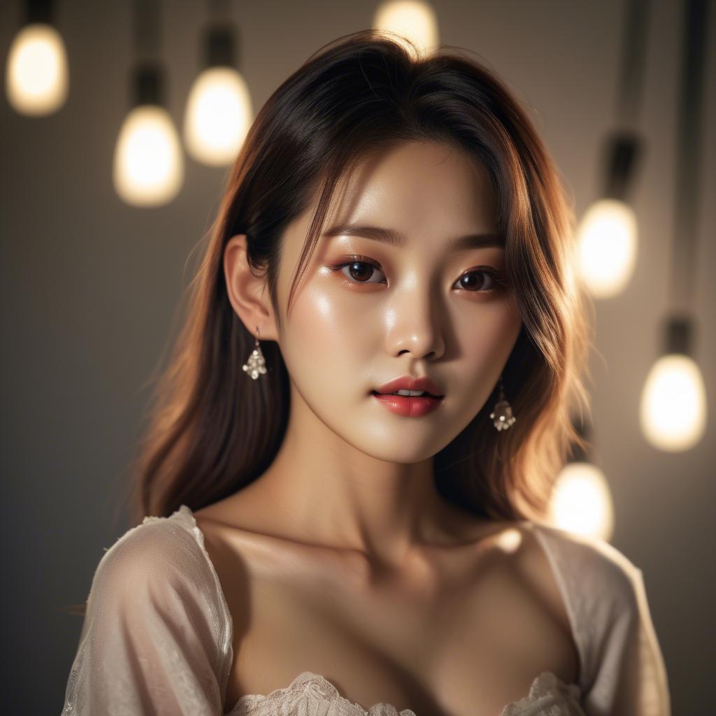 A stunning image of korean model in romantic lighting.